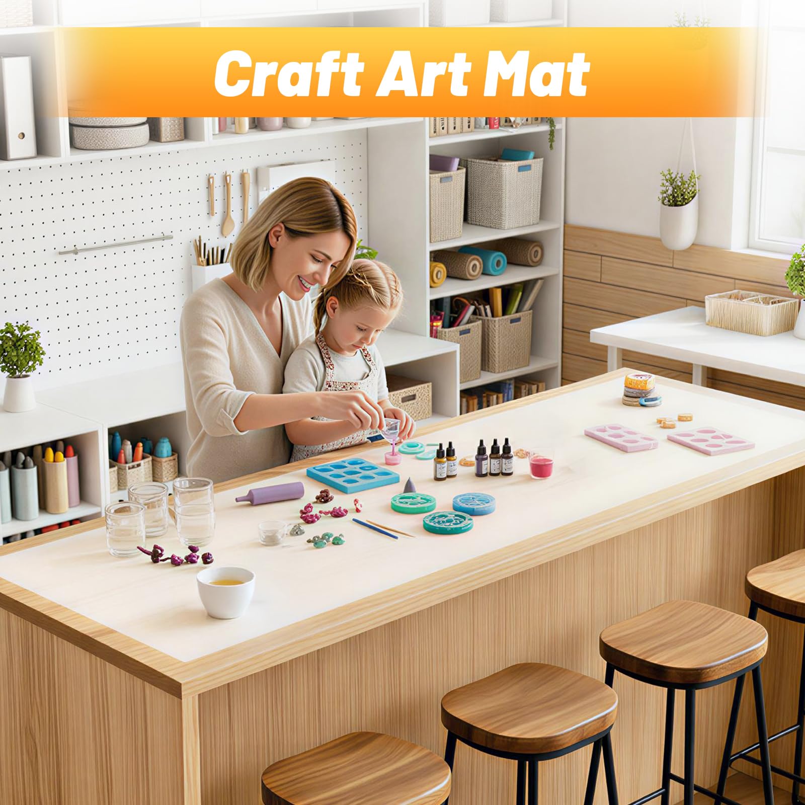 Alfombra Silicona Extra Grande, 200x60x0.13cm Tapete Silicona para Resina Epoxi, Antideslizante y Antiadherente, Alfombrilla para Manualidades, Pintar Niños (Translúcido)