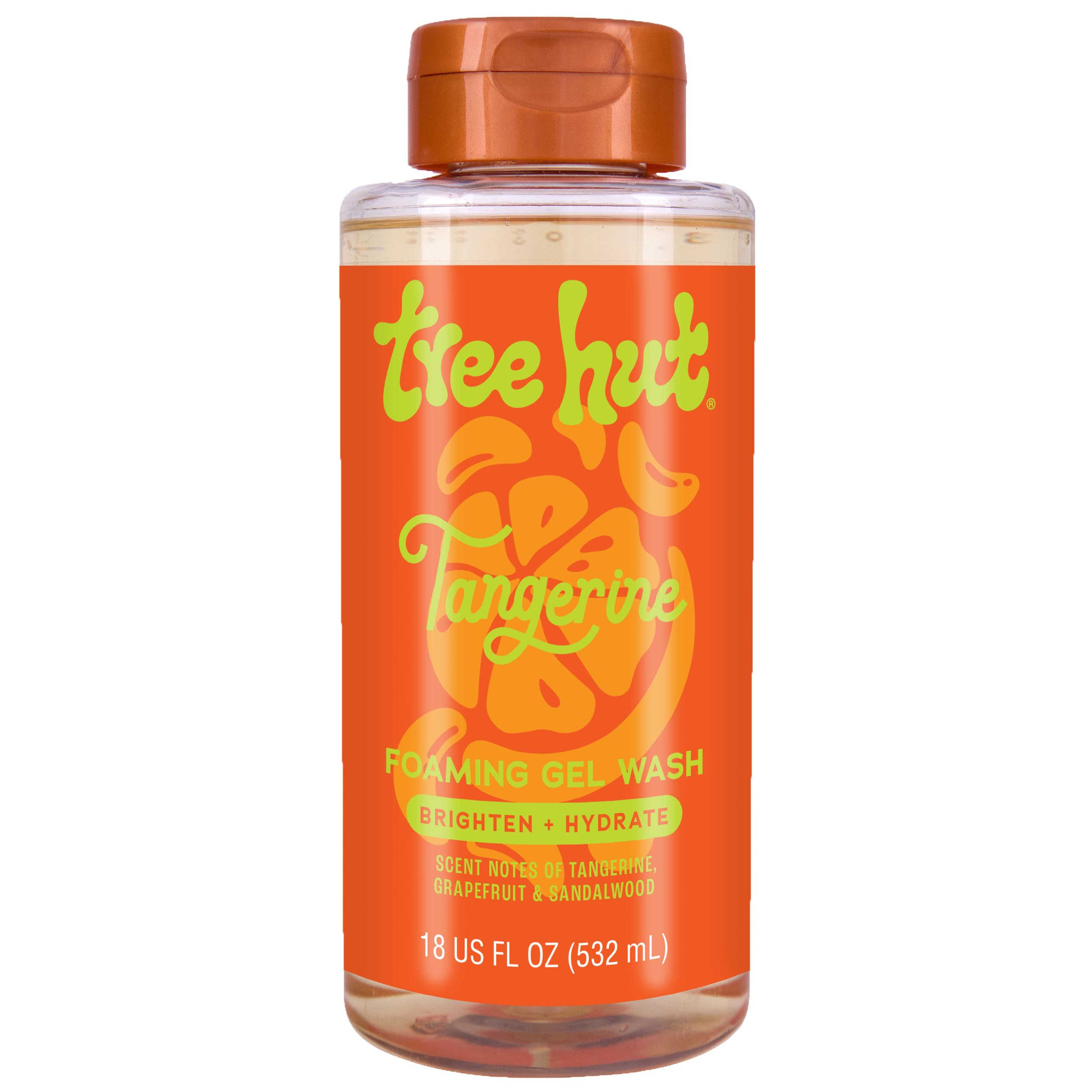 Tangerine Foaming Gel Wash, Hydrating & Moisturizing Body Wash with Shea Butter & Nourishing Essential Oils, Daily Cleanser for Soft Smooth Skin, 18 fl oz