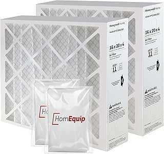 Honeywell 16x20x4 AC Furnace Air Filter Replacement - FC100A1003 HVAC Furnace Filters Merv 11 Filter Media, AC Filter with Homequip Disposal Bag, 2-Pack (Actual Size: 15.94 x 19.75 x 4.38 Inches)