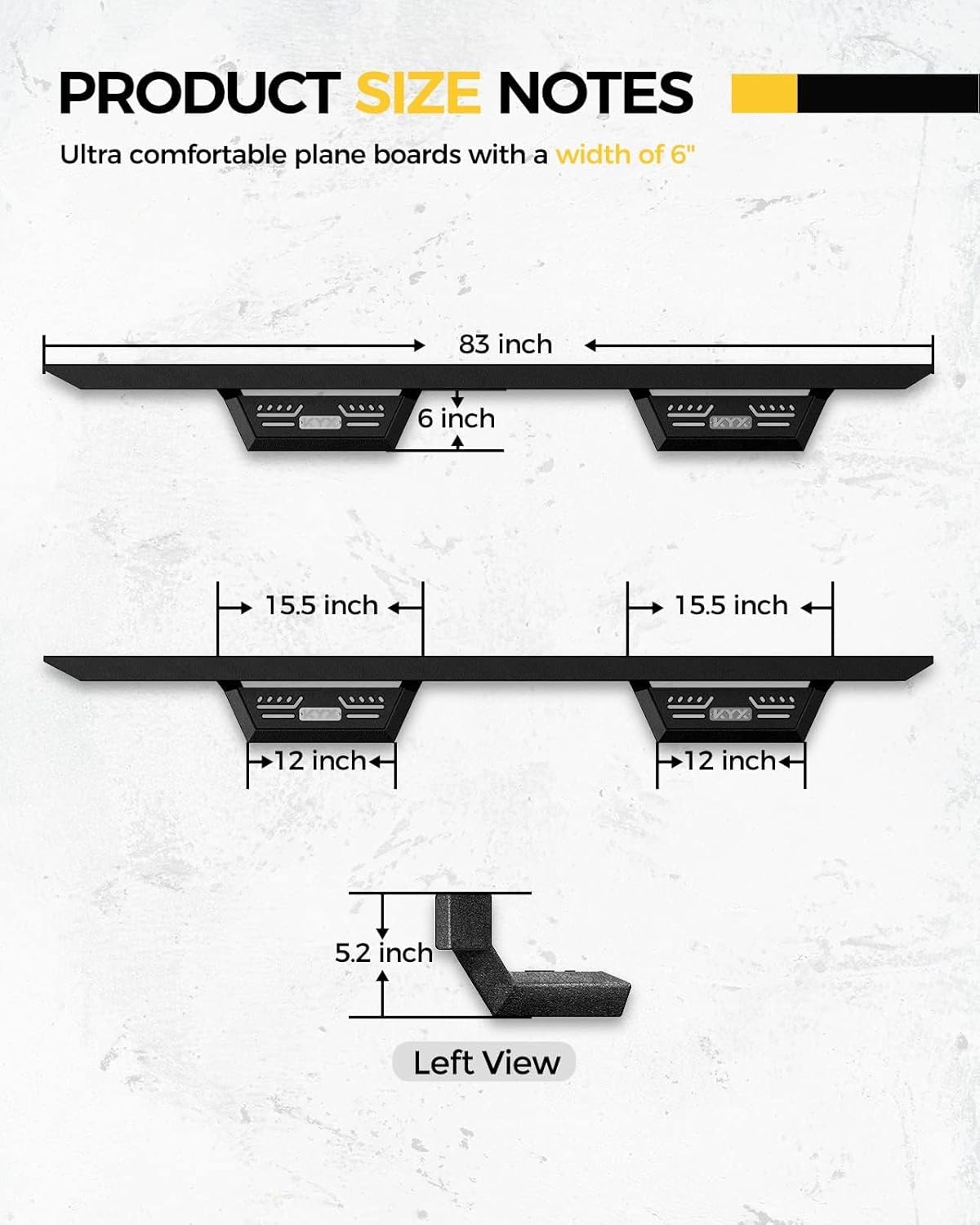 KYX Running Boards & Steps Nerf Bars Fit for 2019-2024 Dodge Ram 1500 Crew Cab (Exclude 2019-2024 Ram 1500 Classic), A Pair 6 inch Car Door Side Steps Nerf Bars Truck Boards Step Rails-Silver Logo