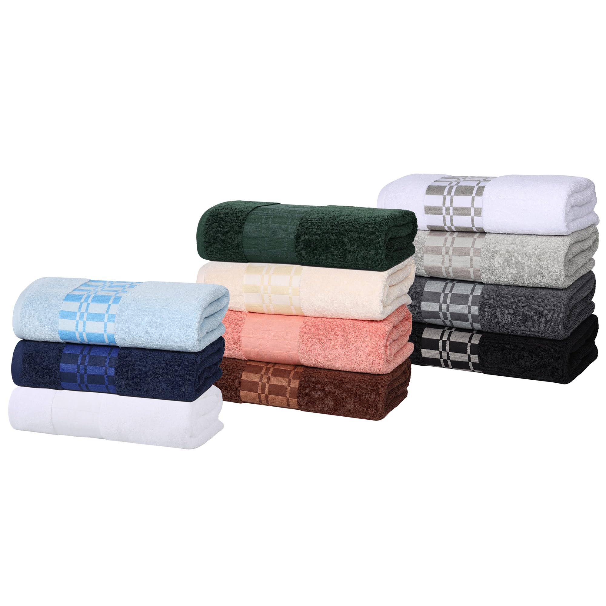 Superior Set di 3 asciugamani in cotone, motivo geometrico, bordo a dobby, asciugamani in peluche ad asciugatura rapida, decorativi per bagno, spa, include 1 bagno, 1 mano, 1 asciugamano da