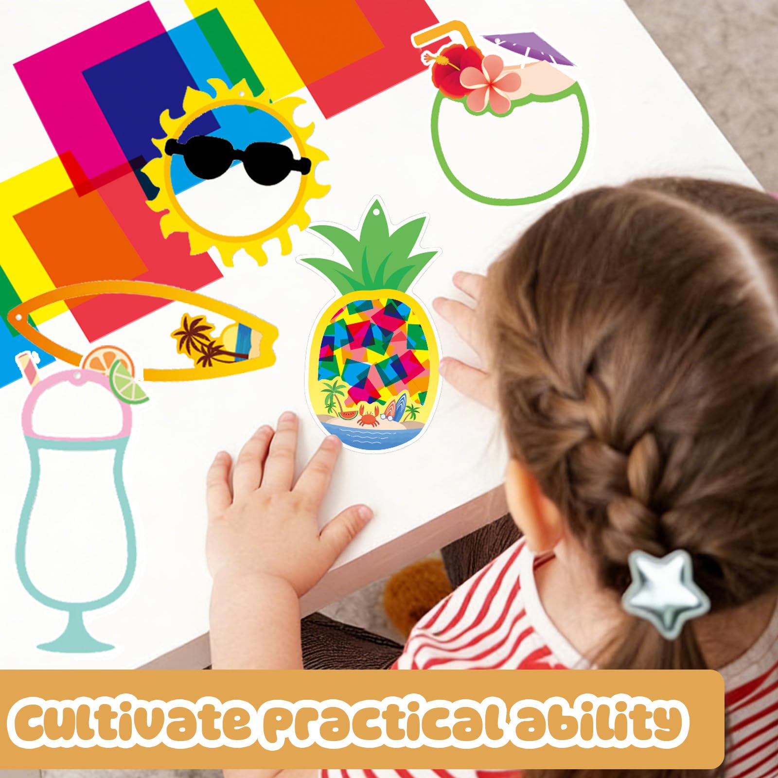 Kit De Manualidades De Primavera Para Ventanas - 16 Decoraciones De Papel Que Crean Efecto Vitral