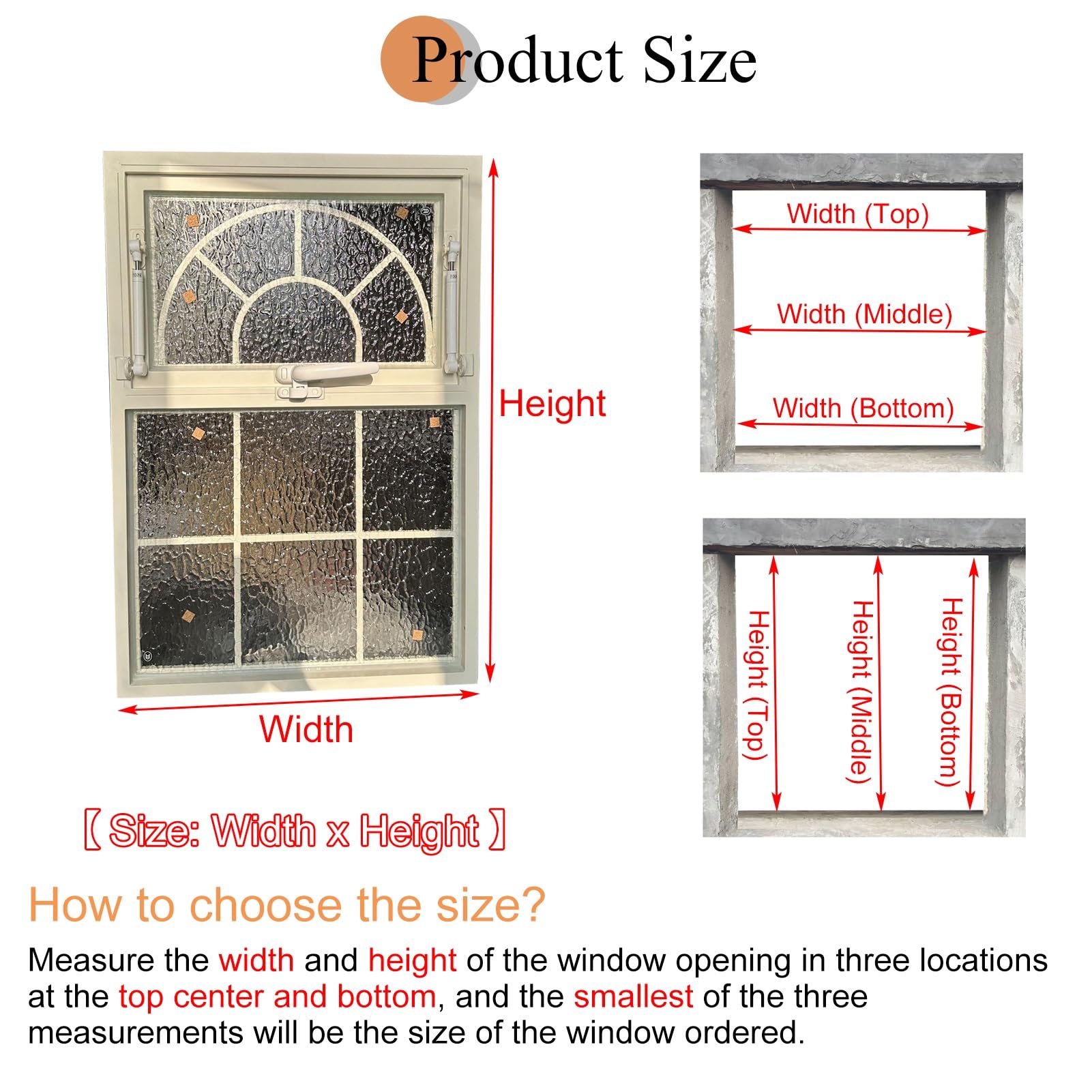 Vibeo Finestra Finestra Decorativa Francese con Telaio Beige, Finestre a Ghigliottina con Finestra Inferiore Fissa e Finestra Superiore Apribile, Finestre in Alluminio per Case(18x28in/46x71cm)