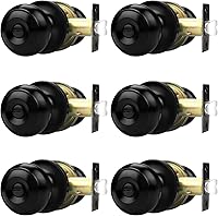 Probrico Matte Black Privacy Door Knobs Round Ball Handle for Bedroom Bathroom - 6 Pack Easy Install