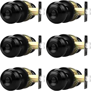 Probrico Matte Black Privacy Door Knobs Round Ball Handle for Bedroom Bathroom - 6 Pack Easy Install