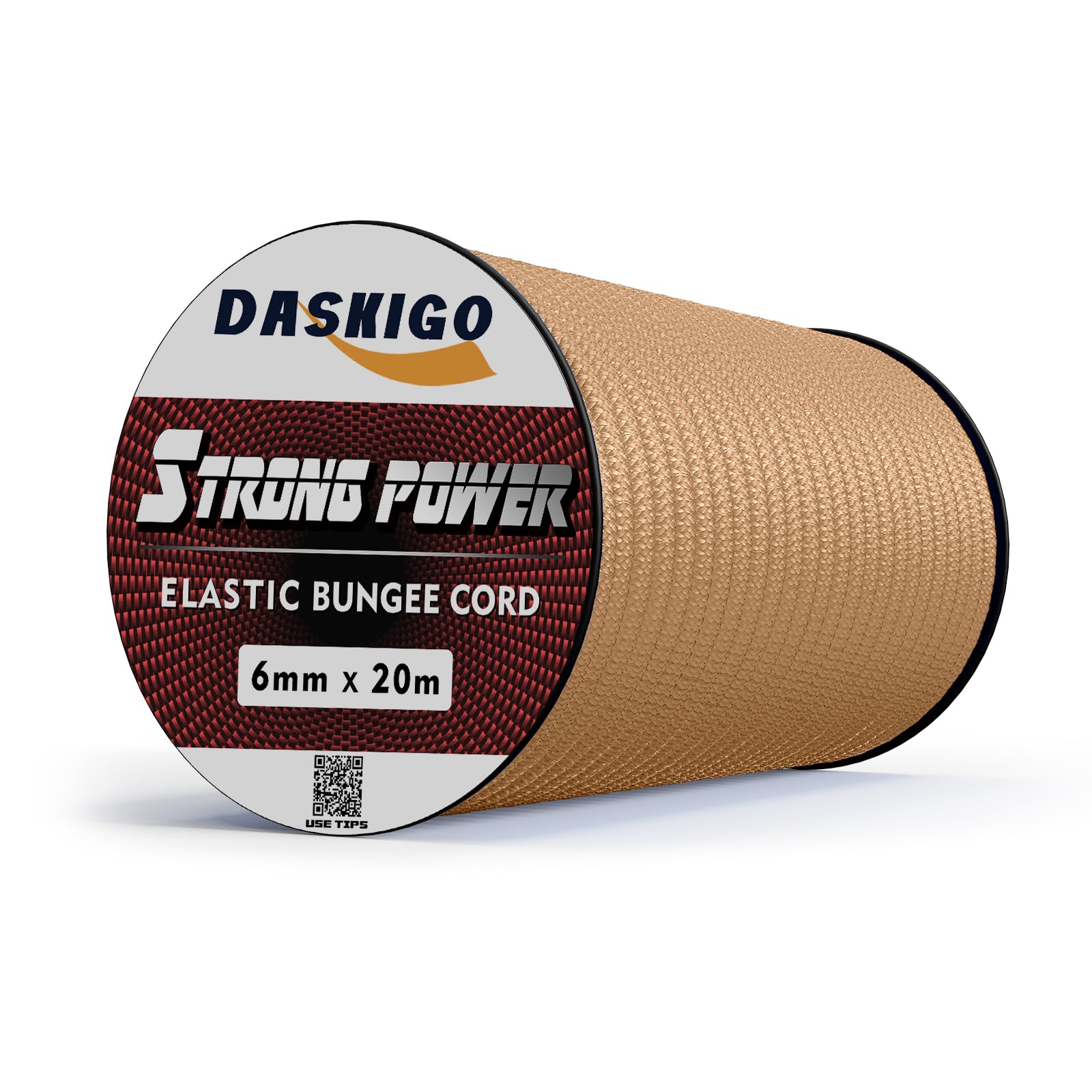 Corda elastica anti shock, 6 mm x 20 m, color cachi