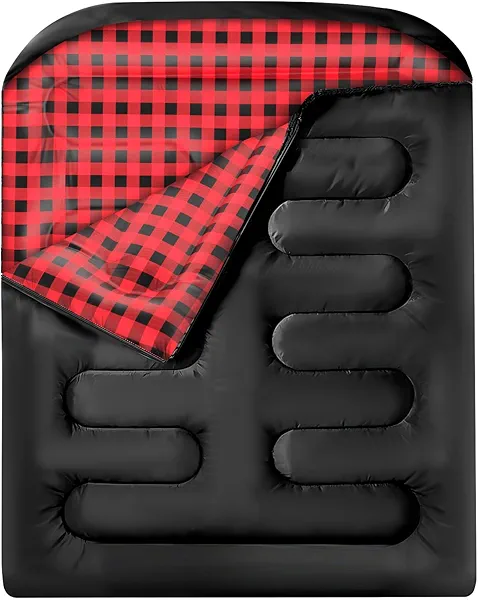 Airopr Double Sleeping Bags for Adults, Queen Size 2 Person All Season for Warm & Cold Weather | Fits Kids 10-12 (Girls & Boys) - Lightweight & Waterproof Camping Essentials for Hiking, Backpacking