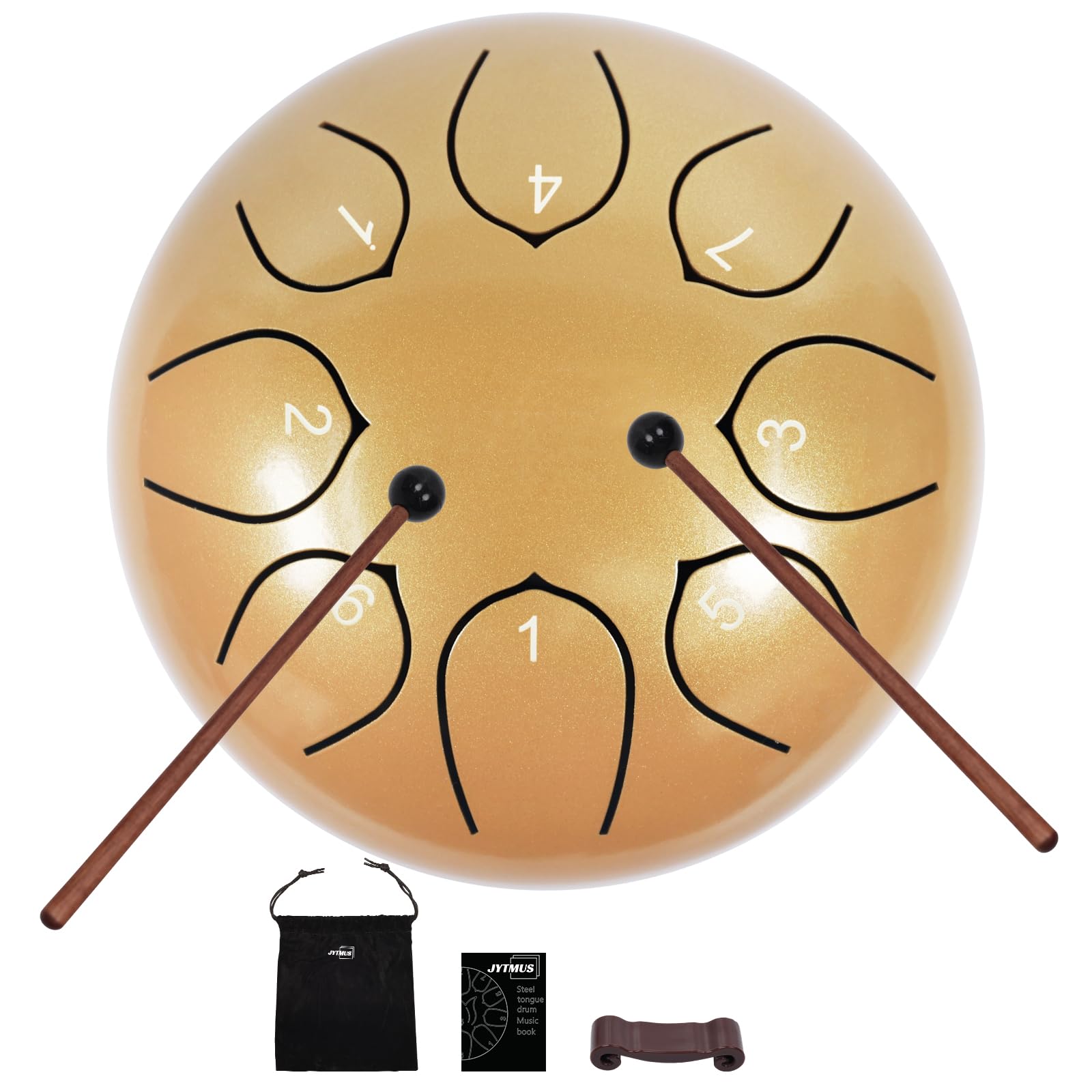 Steel Tongue Drum 8 Notes 6 Inches, C Major Percussion Instruments, Steel Drum Kit with Music Book, Carry Bag, Drum Mallets, Mallet Holder and Stickers, Tongue Drum for Yoga, Meditation