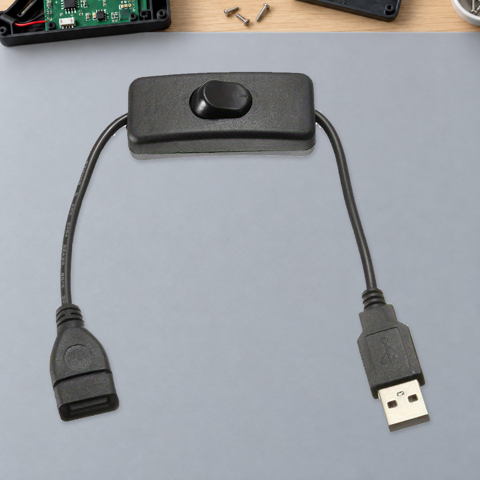 Plastic USB Extension Cable with Switch for LED Lights and USB Devices, Inline Power Control for Everyday Setups