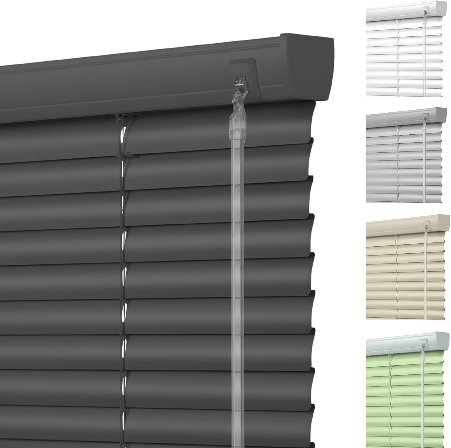 Cordless Mini Blinds for Windows 1" Aluminum Horizontal Venetian Blinds,Custom Size Blinds & Shades for Home Office Bathroom French Door Windows Room Darkening Blinds.Black,50" W x 39" H