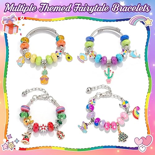 Miniatura 7 de FICCURYS Kit de fabricación de pulseras para niñas, artes y manualidades para niños de 4 a 12 años, kit de fabricación de joyas para niñas,