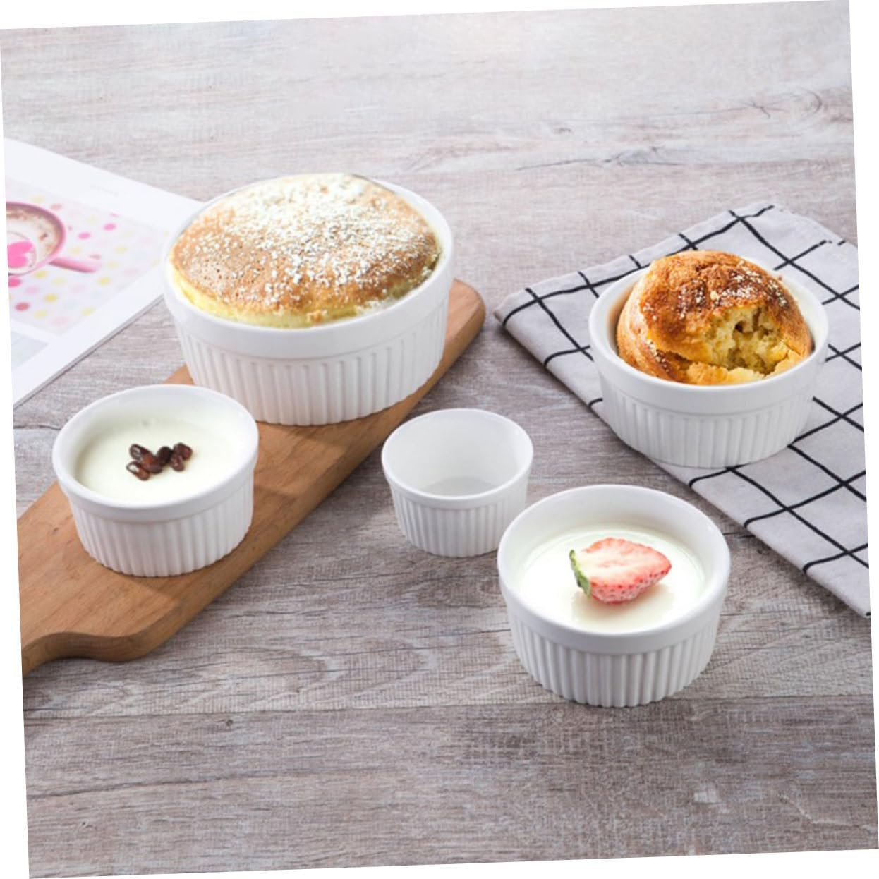 VALICLUD 6Pcs Ceramic Baking Bowls Versatile Dessert Serving Bowls for Pudding and Custard Bowls for Home Cooking and Entertaining