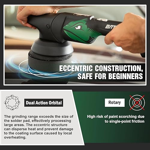 Miniatura 5 de BATOCA Pulidora inalámbrica S4 de 3 pulgadas1 pulgada DARO - Motor sin escobillas y búfer inalámbrico S2 para automóvil - Pantalla LED, 5Ah+2.5Ah