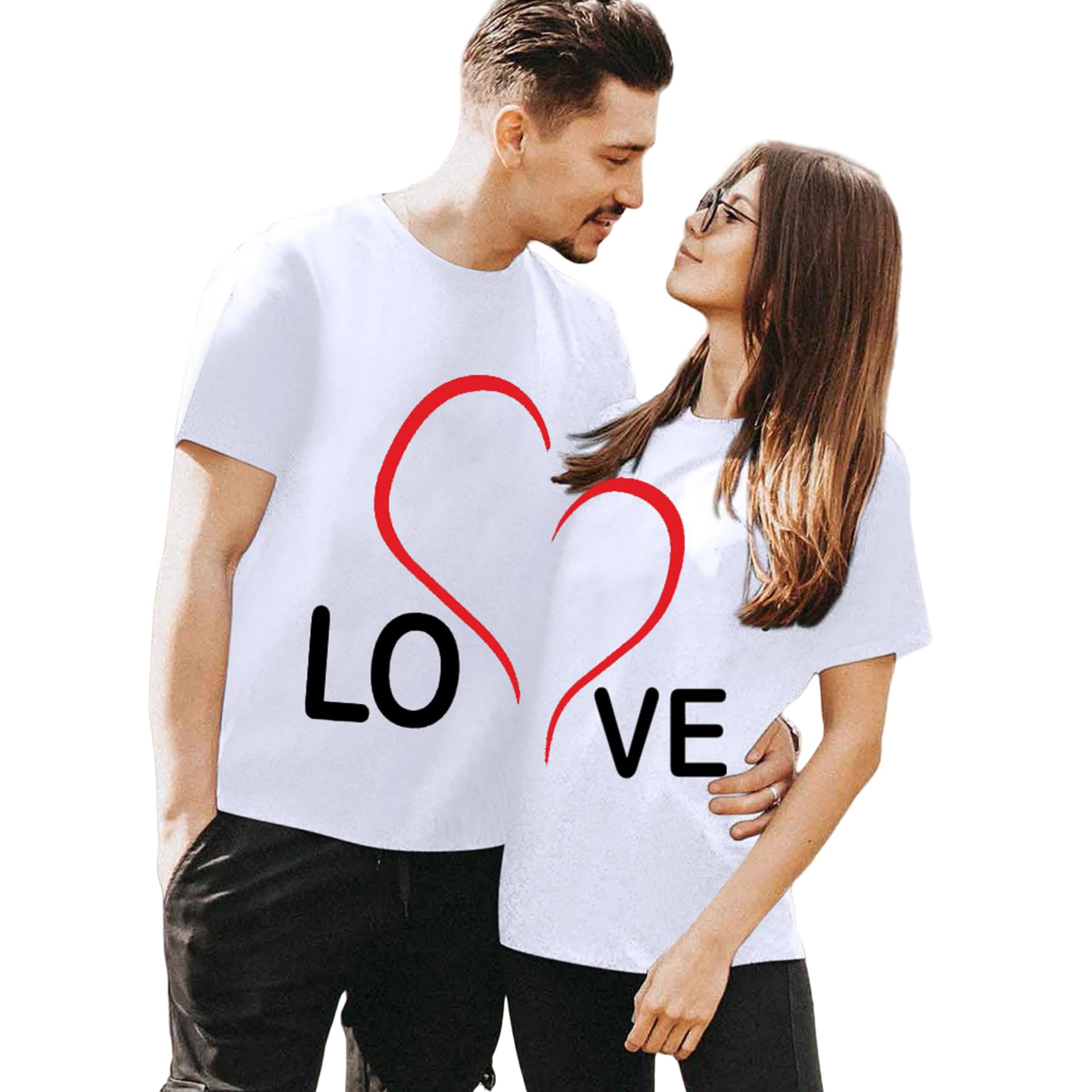 Cokbyavla Women's 8White Couple Shirt His And Hers Matching Outfit T Shirts,Valentine's Day Couples Matching Shirt Valentine's Day Pajamas His And Hers Couple Pajamas Valentines Day Hoo(,,S)