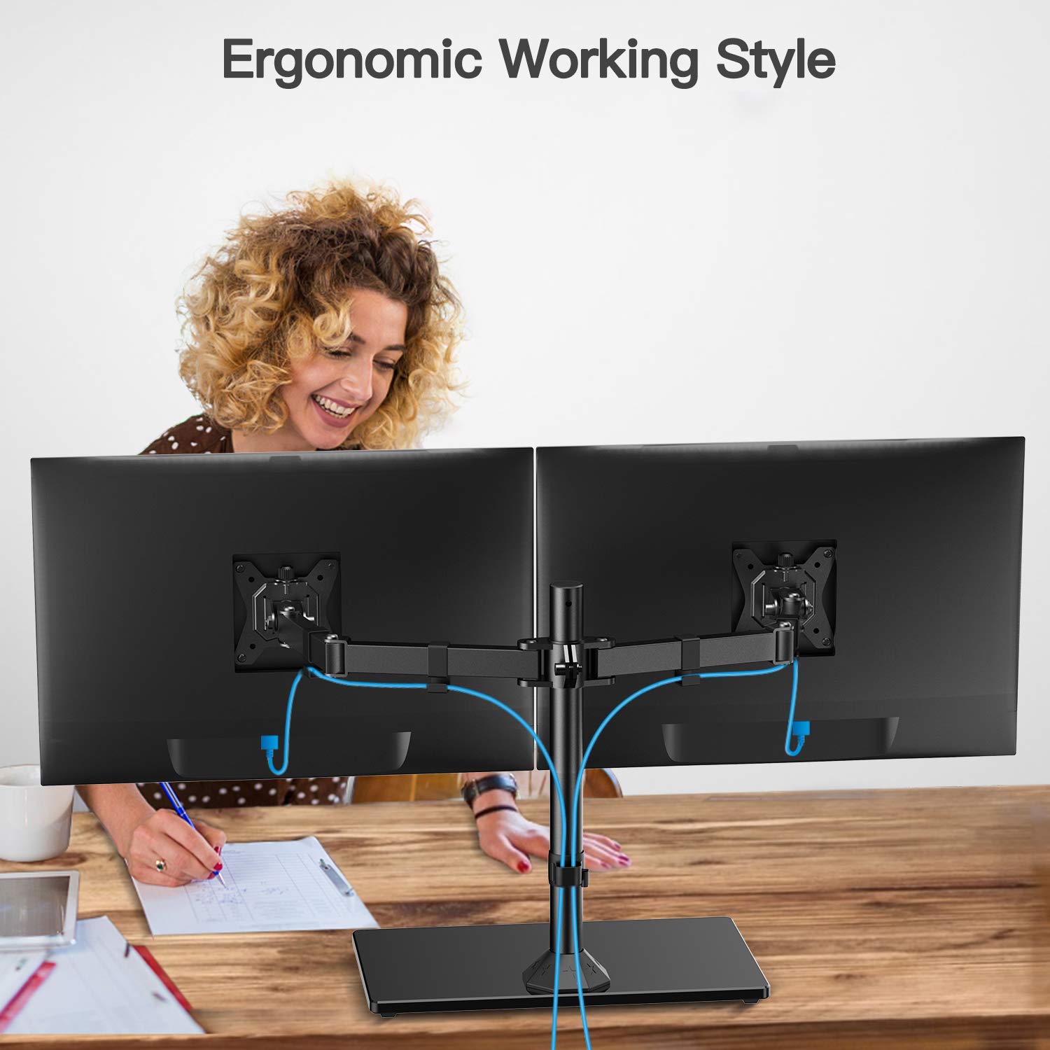 ErGear Dual Monitor Stand for 13" 32" Screen Freestanding Base Dual
