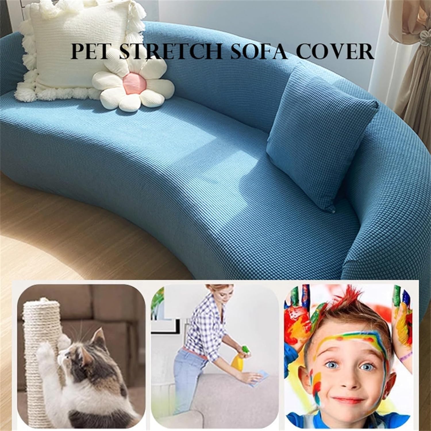 Stretch-Sofabezug mit halbrundem Design, geformter Halbrunder Sofabezug für das Wohnzimmer, waschbarer Schnittsofabezug (#1, 2 Sitze [55-73 Zoll])