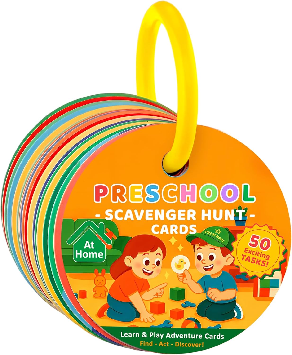 PUREFLY Indoor Scavenger Hunt Cards for Toddlers 26 pcs, Christmas Stocking Stuffers, Birthday Gifts for 3 5 Year Old Kids, Learning Games for Boys and Girls Ages 3-5