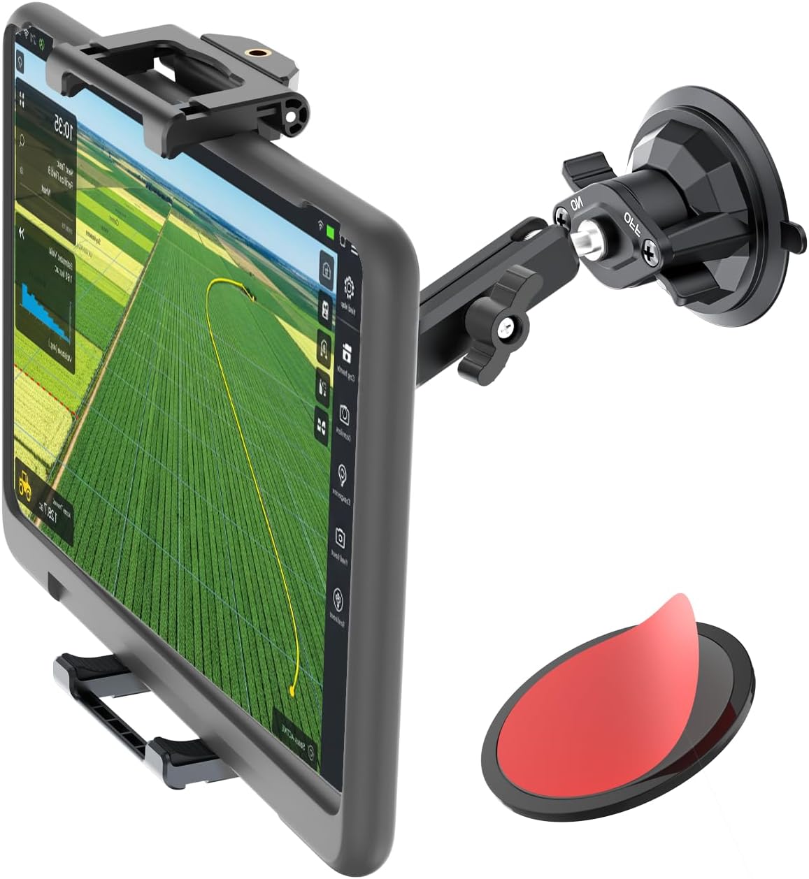 Heavy Duty Tablet Mount for Tractor, Wheel Loader [66LBS Vacuum Suction Cup], Thick Case Friendly Windshield Mount Holder for Truck, Fits 6–15.6" iPad Pro/Galaxy Tab - Farm Equipment Accessory