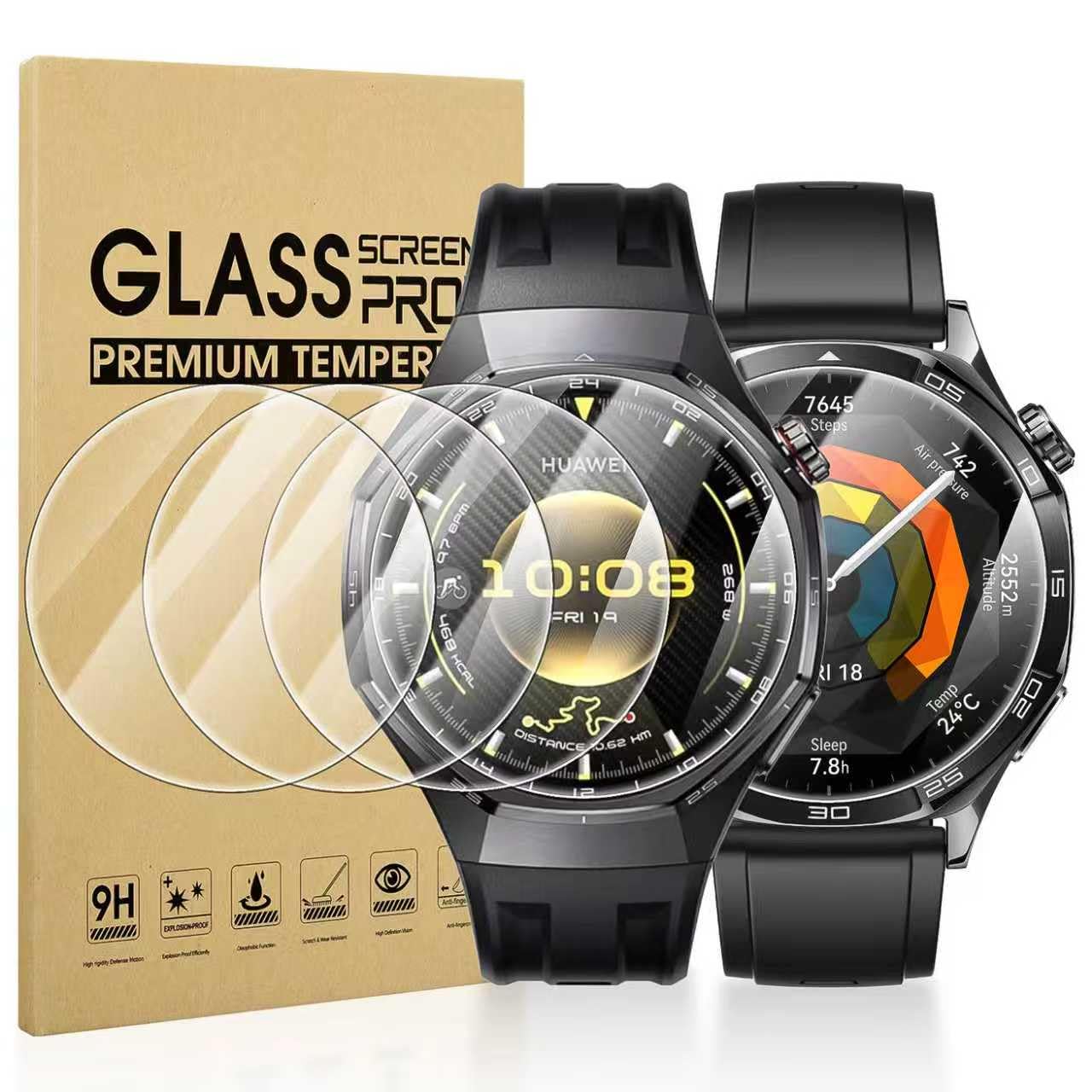 4-Packs Tempered Glass Screen Protector for HUAWEI Watch GT 6 Pro/5 Pro/GT 5 46mm/GT 4 46mm Screen Cover,HD Scratch-Resistant