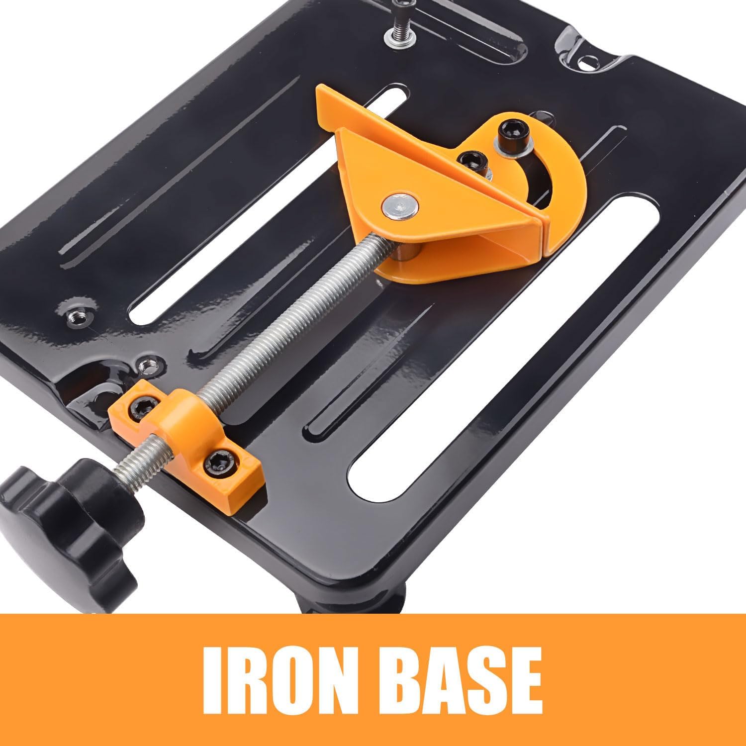 Adjustable Angle Grinder Stand with 45° Clamp & High-Strength Sprin | Heavy-Duty Cast Iron Base, Safety Guard Cover, Easy-Adjust Lock - Bench Mount Bracket Holder for 100 115 125mm Angle Grinders