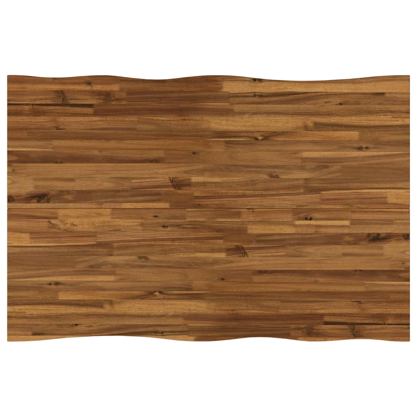 Table à manger en bois d'acacia massif - 110 x 55 x 75 cm - Angle droit avec cadre en acier galvanisé - Grain de bois naturel - Table familiale stable pour salle à manger et salon - Peu