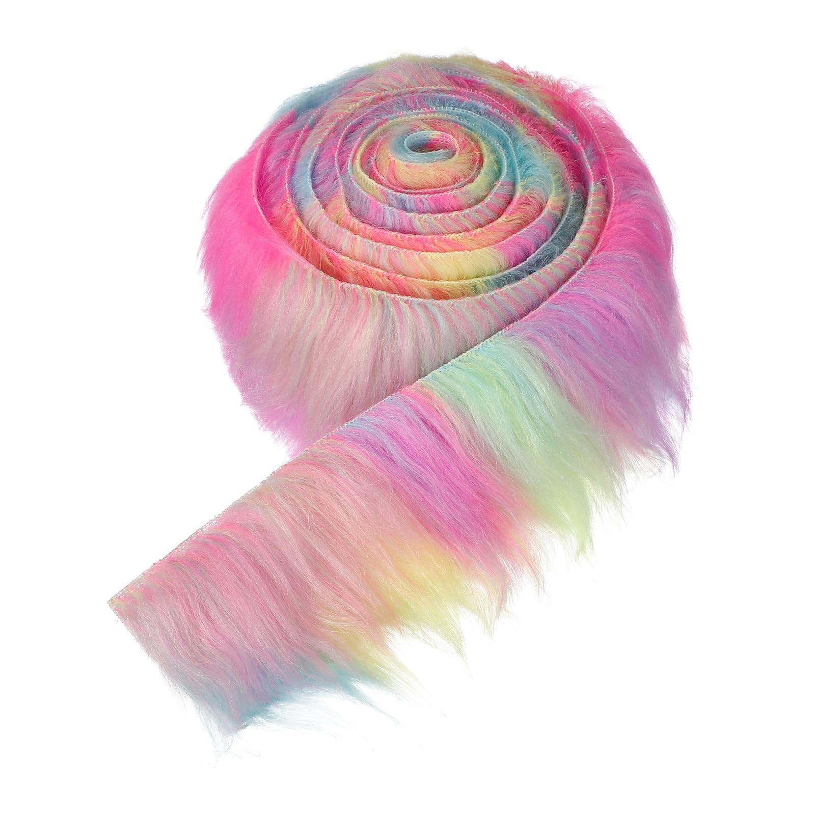 sourcing map Faux Fur Fabric, 60 x 2 Inch Plush Faux Fur, Fluffy Fuzzy Fabric Precut Strips for Crafts Beard Hair Costume Dolls Cosplay Home Decor, Colorful Blocks