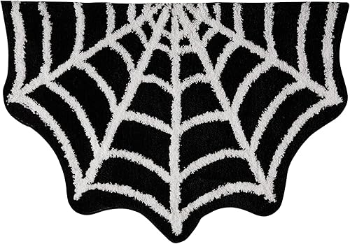 Miniatura 10 de Estmy Alfombra de Halloween de tela de araña de 3 x 5 pulgadas, diseño gótico y divertido de Halloween, antideslizante, lavable, tapete de medio