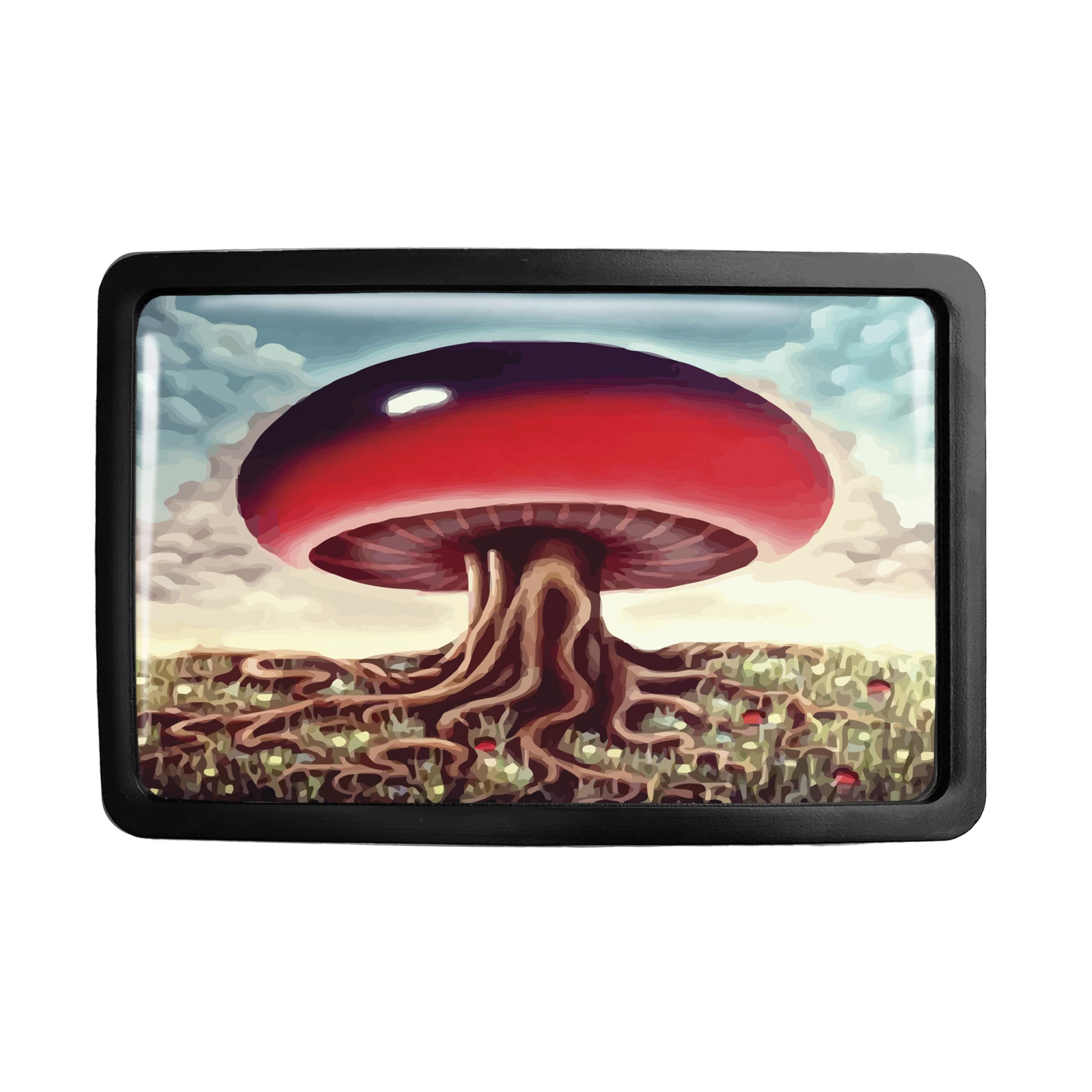 Magic Mushroom Belt Buckle - Psychedelic Fantasy Land Belt Buckle - 227 (Jet Black)