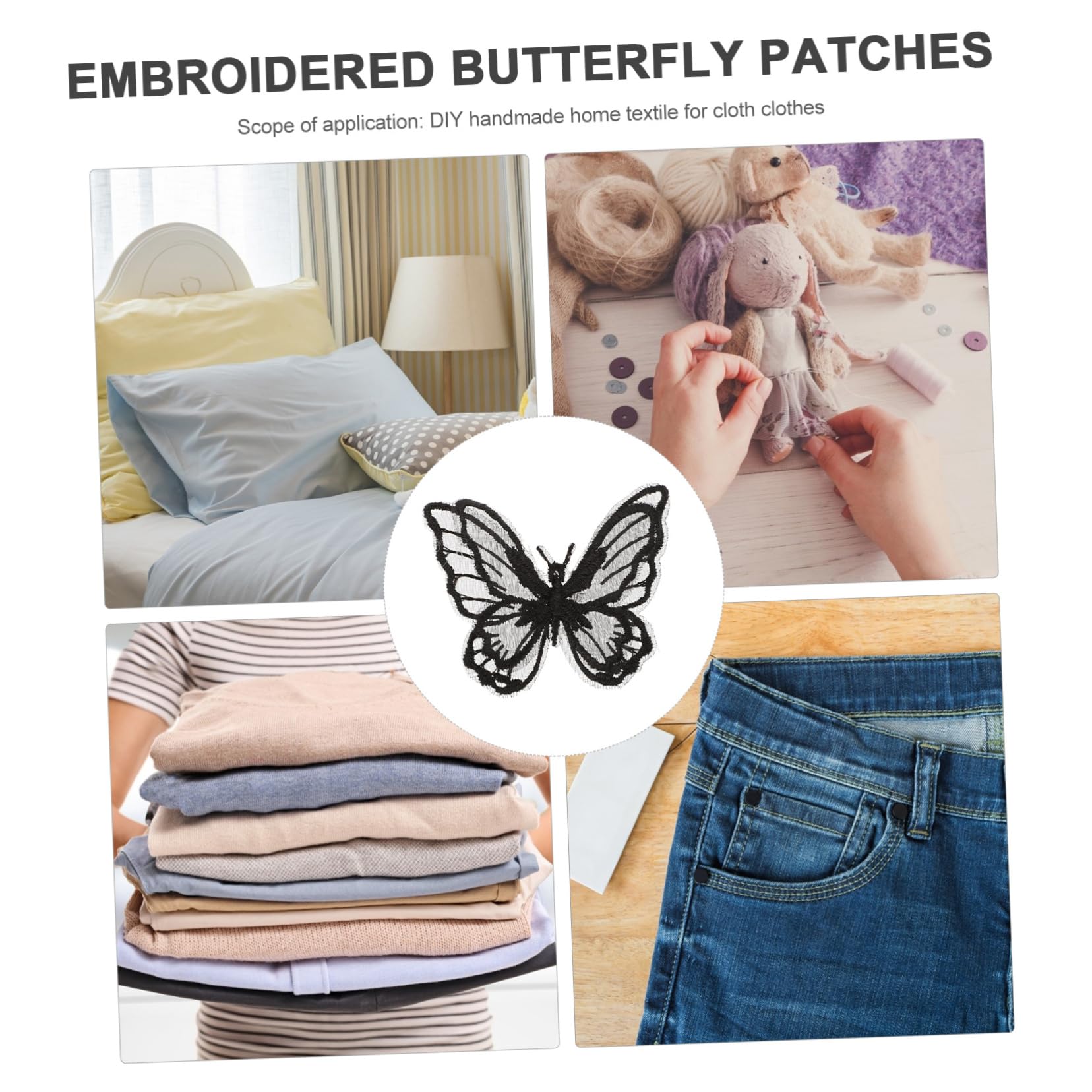 HOMSFOU 2 Sätze Teiliges Bestickte Applikationen Schwarzem Organza Doppellagige Patches Für Diy Dekoration Und Reparatur Von Kleidung Taschen Und Mehr 20 Stück * 2