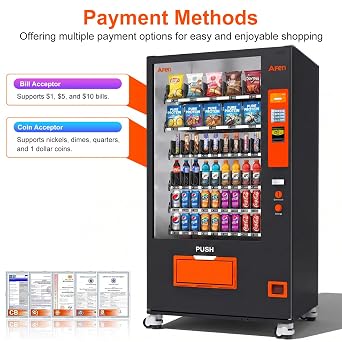Bowear Commercial Vending Machine, Beverage Snack Combo Vending Machine for Business, Snacks Drink Refrigerated Vending Machine Durable Cold Soda Vending Machine with Bill and Coin Acceptor