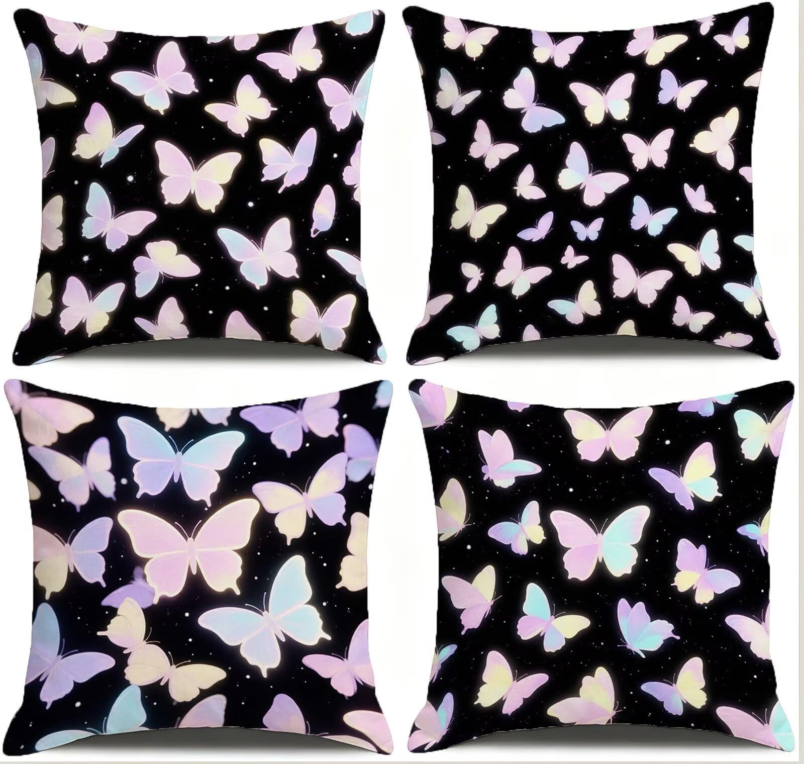 Colorato Federe Cuscini Divano 45x45cm, Cuscini da Esterno, Cod-38 | Velour Copricuscini Decorativi Letto Arredo, per Letto, Soggiorno, Giardino, Esterno, Casa Decorazione Set di 4 Farfalla