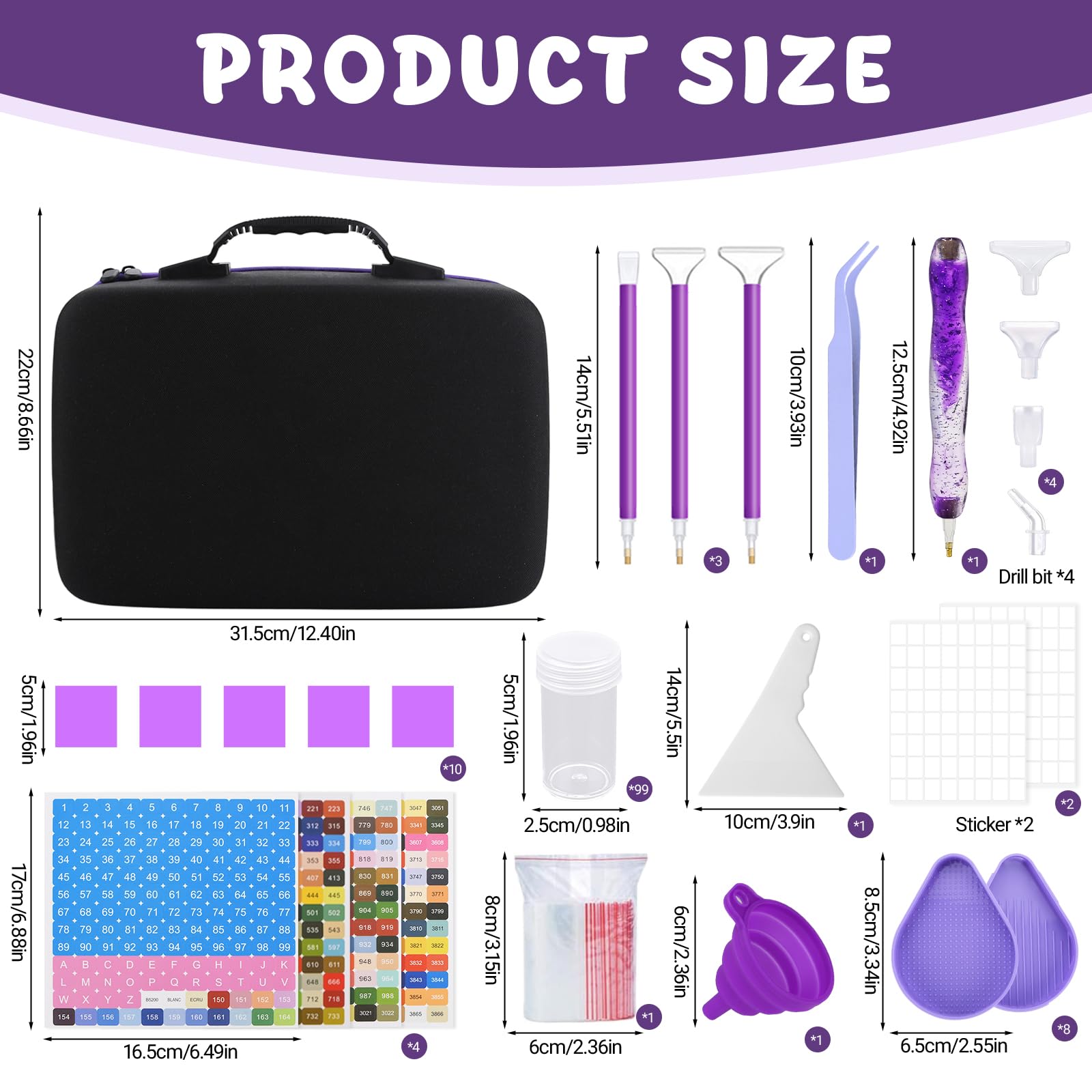Diamond Painting Kit Completo,Diamond Painting Accessori,5D Pittura Diamante Kit,Slots Diamant Painting Accessori per Fai da Te,Unghie,Gioielli,Artigianato d'Arte E Punto Croce
