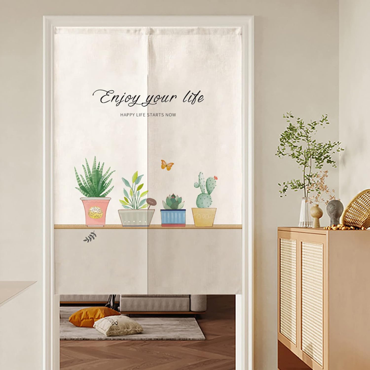 温泉のれん のれん おしゃれ 目隠し 暖簾 遮光 湯 和風 防炎 間仕切り カラー 玄関 ドアカーテン ドア 男湯 女湯 四季兼用 85 150cm カーテン 植物 葉柄 可愛い お部屋 室内 洗面所 飾り キッチン 入り口のカーテン 贈り物 待望