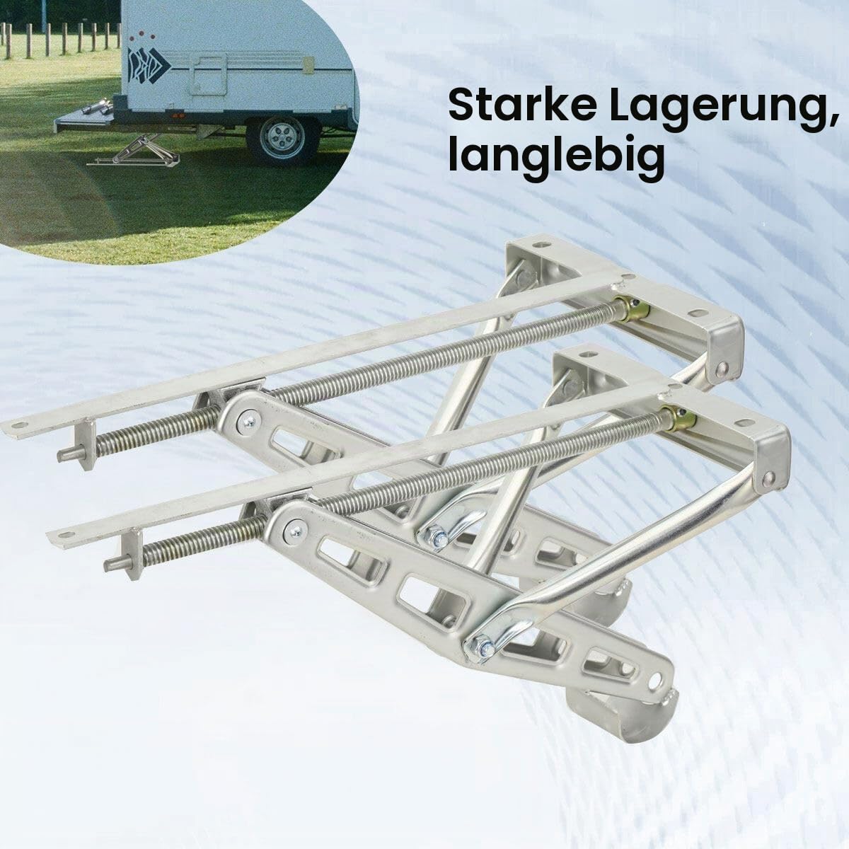 2er Set Wohnwagenstütze Ausdrehstütze Caravanstütze Kurbelstütze Universal Drehstützen für Wohnwagen 2 * 800 kg, Hubhöhe 105mm bis 520mm, Verzinkter Stahl