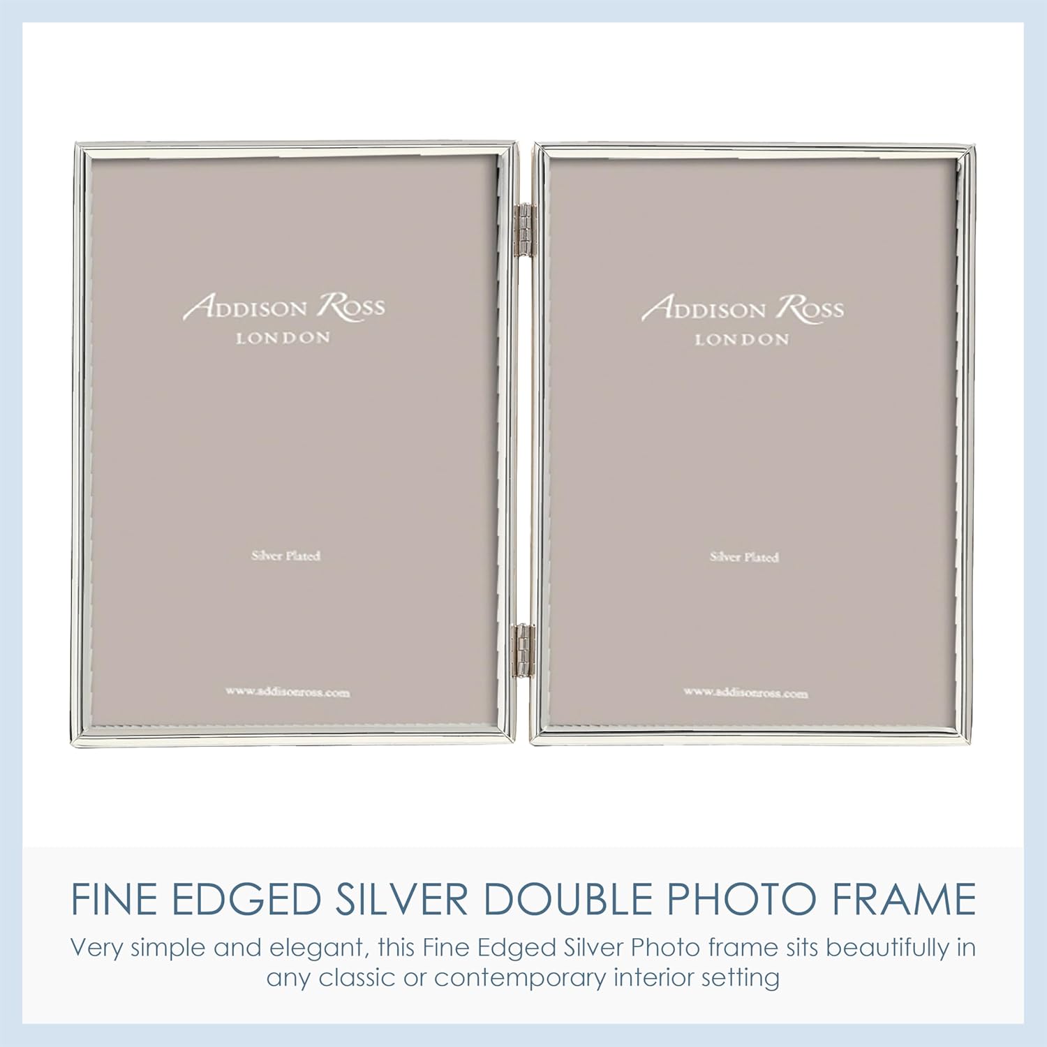 Addison Ross, Essentials Photo Frame, Silver Plate Double, 4 x 6 Inches