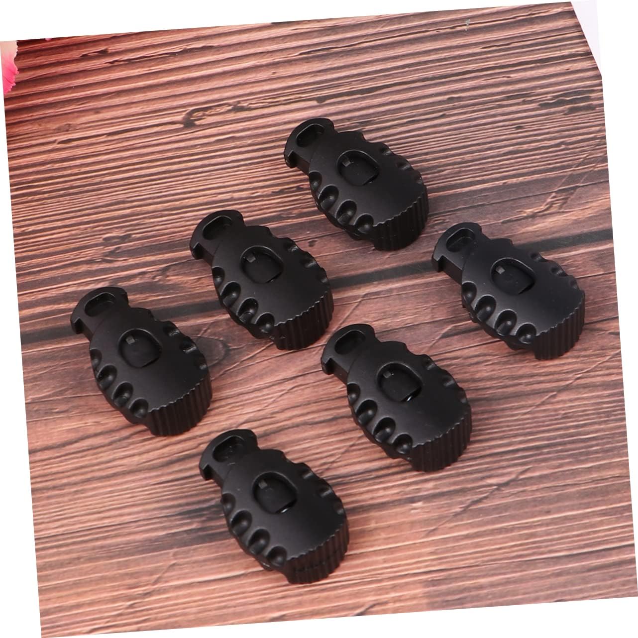 50pcs Plastic Spring Cord Locks for Drawstrings Durable Round Toggle Stoppers for Clothing Bags and Lanyards Black