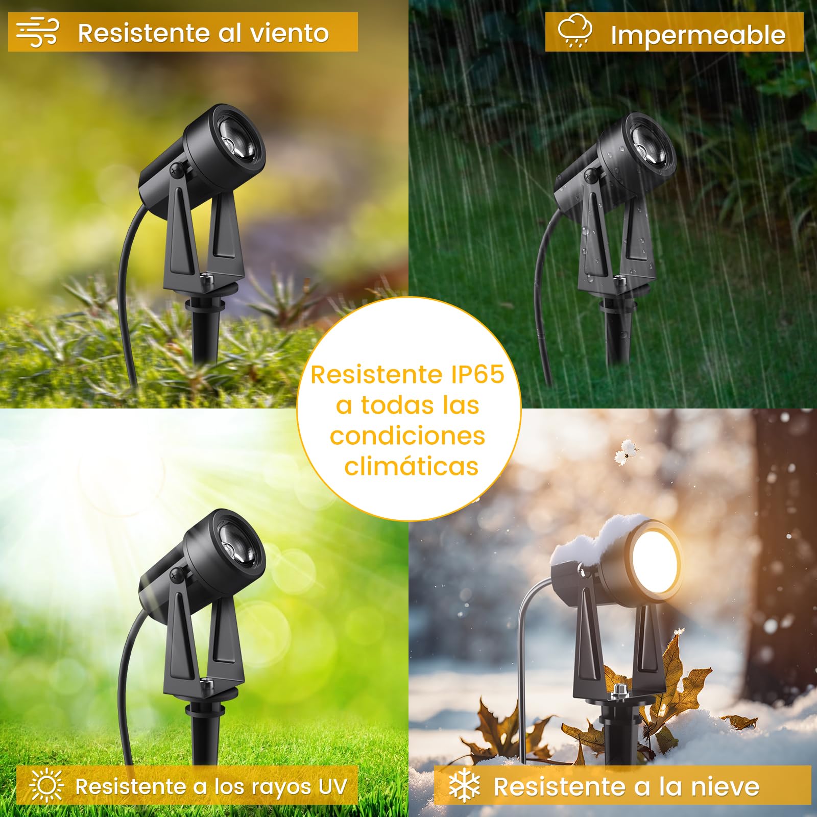 Foco Led Exterior Impermeable, 32M/105FT Paquete de 10 Focos LED de Paisaje con Luz Cálida 3000K 27V para Iluminación Jardín & Impermeables IP65 para Exterior