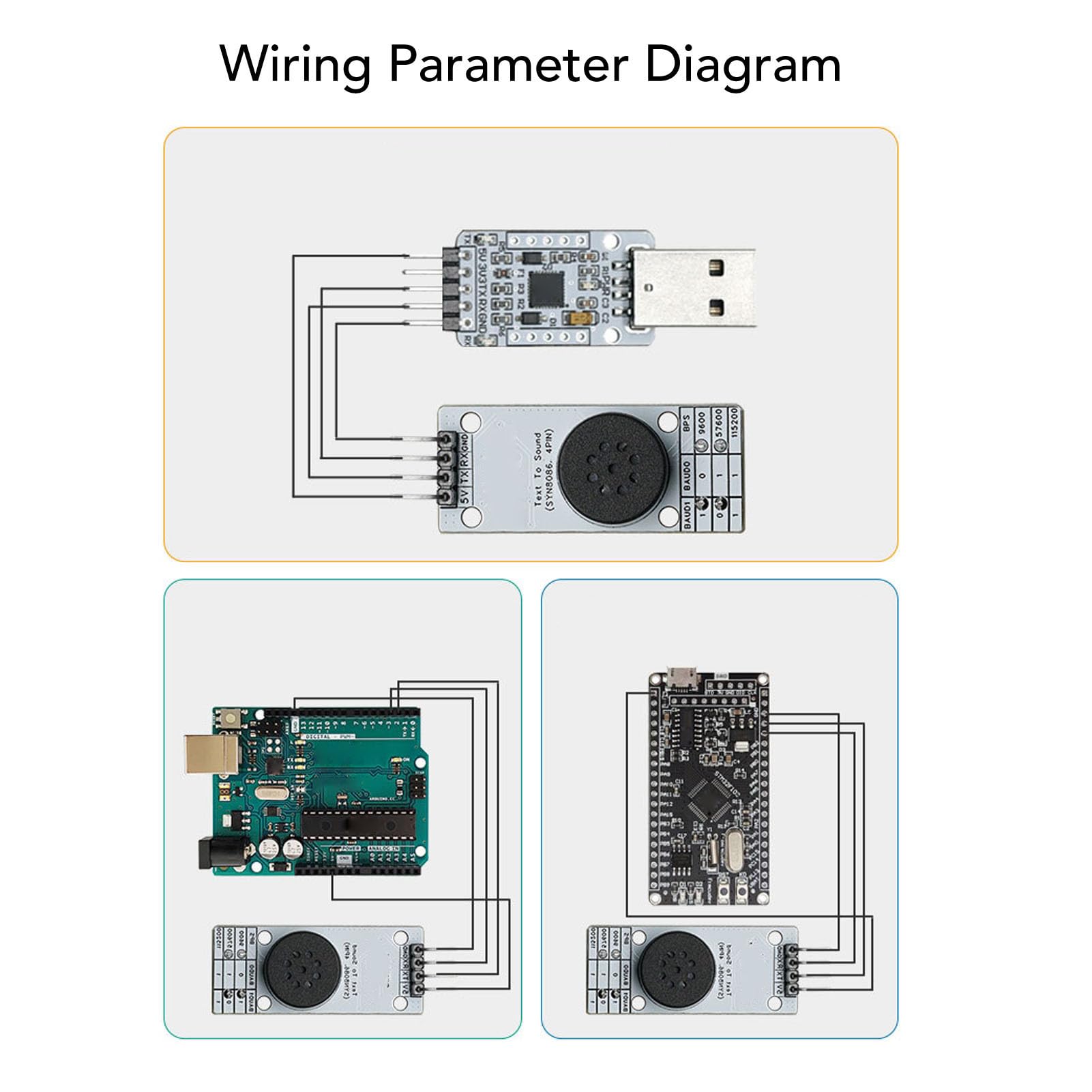 Zunate Module Sonore SYN8086, Synthèse Vocale Chinoise Programmable avec Interface De Communication Uart Contrôle Multiple Compatible avec La Synthèse Vocale Chinoise Et Anglaise
