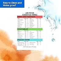 Vista 4 de Freidora de aire Imán Tiempos de cocción 6x9 Tabla de conversión de cocina - Carne Mariscos Verduras Alimentos congelados - Guía de cocción con imán