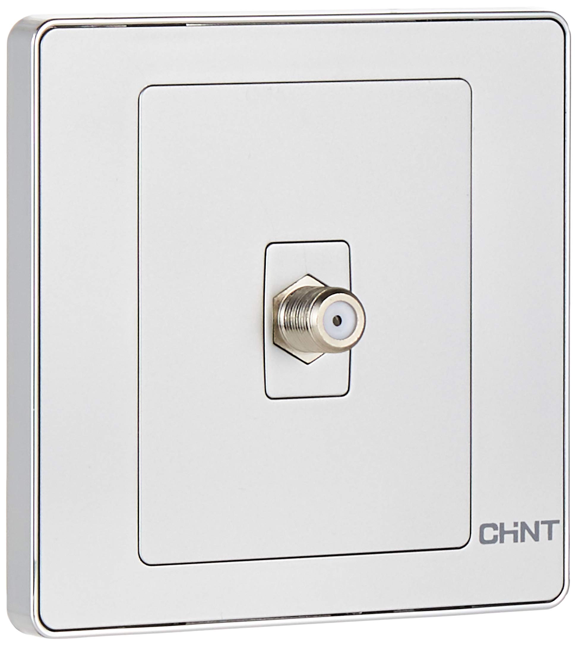 Chint 1 Gang Sat Satellite Socket, Silver, 86 x 86 mm