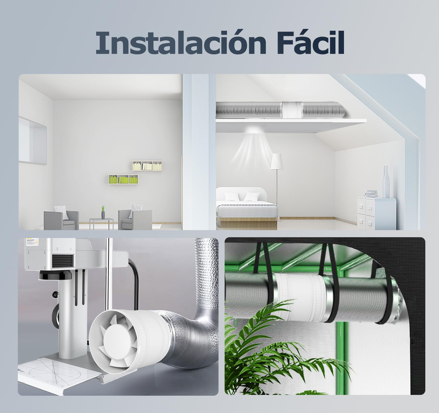 Ventilador Extractor de Aire en Línea 100 mm a Velocidad Ajustable con Protección Contra el Sobrecalentamiento, Ventilador de Conducto Compacto Silencioso Potente, Extractor de baño WC Tienda