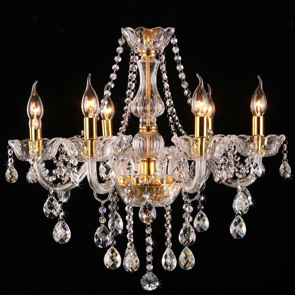 Wdw Golden 8005 Genuine K9 Crystal Chandelier Clear 2, 6, 8, 10 Arms (6 Arms)