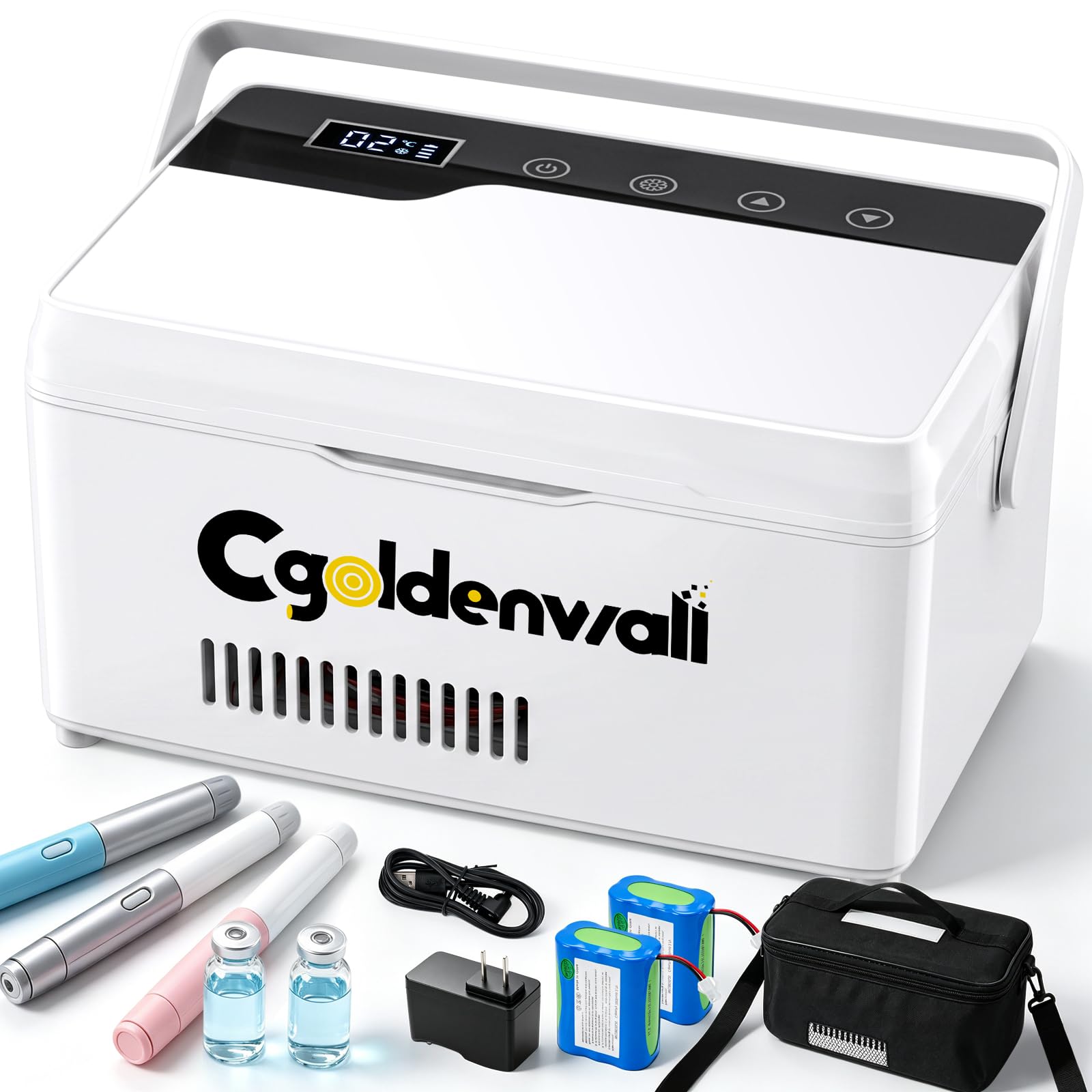 CGOLDENWALL Frigorifero Insulina Portatile 8-12H, 0‑18℃, 2 Batteria