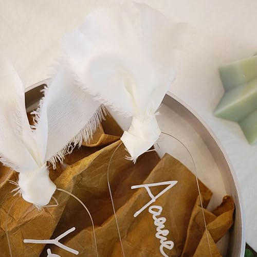 Miniatura 4 de 10 piezas Tarjetas de lugar de acrílico transparente en blanco Etiquetas de regalo con cinta Tarjetas de nombre de boda para configuración de mesa