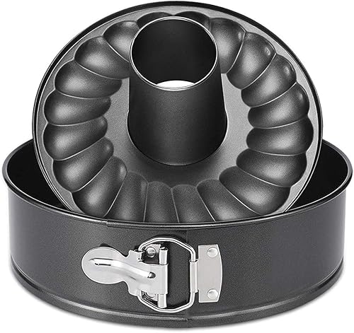 Moldes Springform y Bundt de 7 pulgadas, antiadherentes para tarta de queso y helado, molde de tubo de acero al carbono 2 en 1 con parte inferior