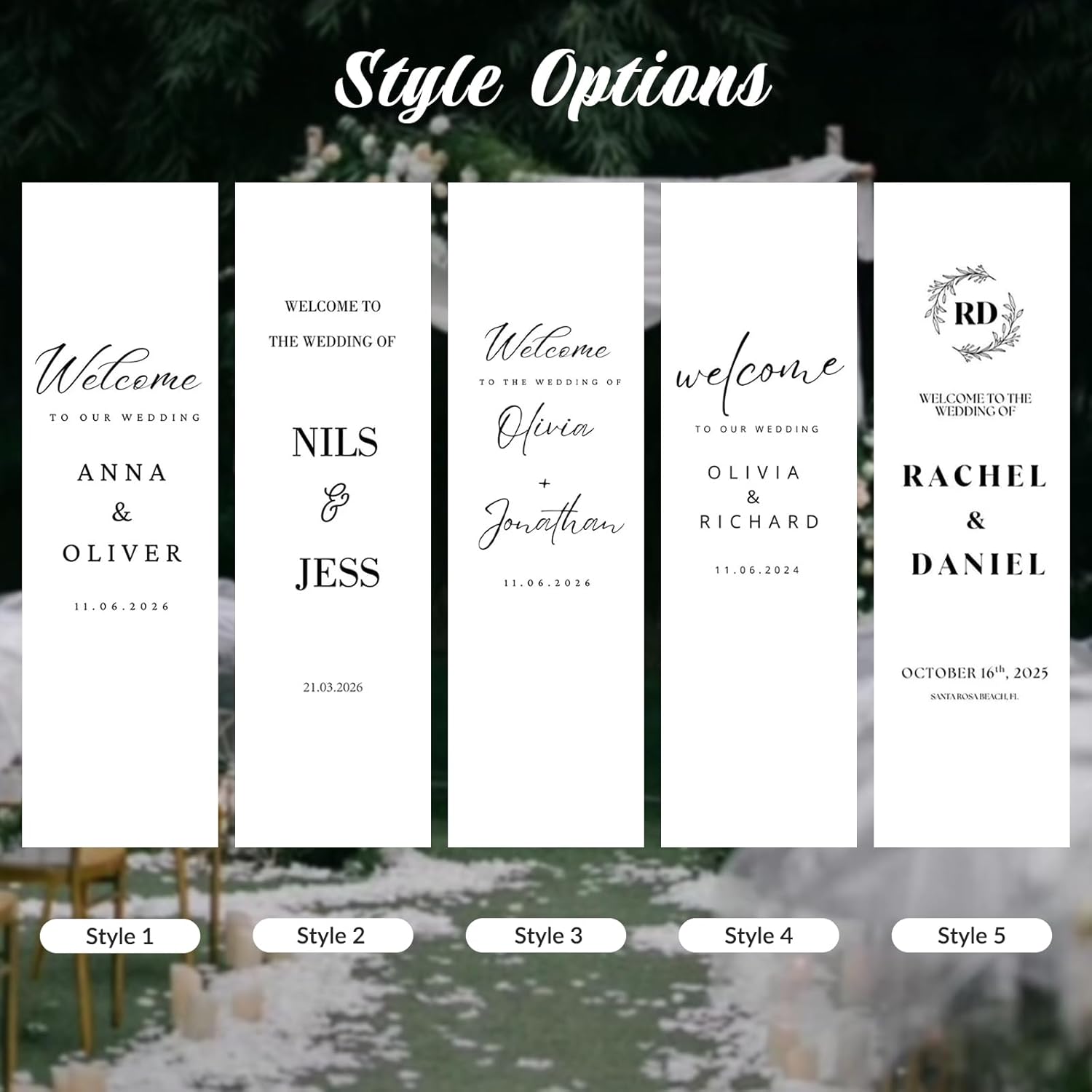 Personalized Wedding Welcome Fabric Sign, Handmade Custom Names Date Sheer Lace Sign Banner, Wedding Entrance Decor for Outdoor Ceremony, Garden, Lawn, Indoor Reception Backdrop