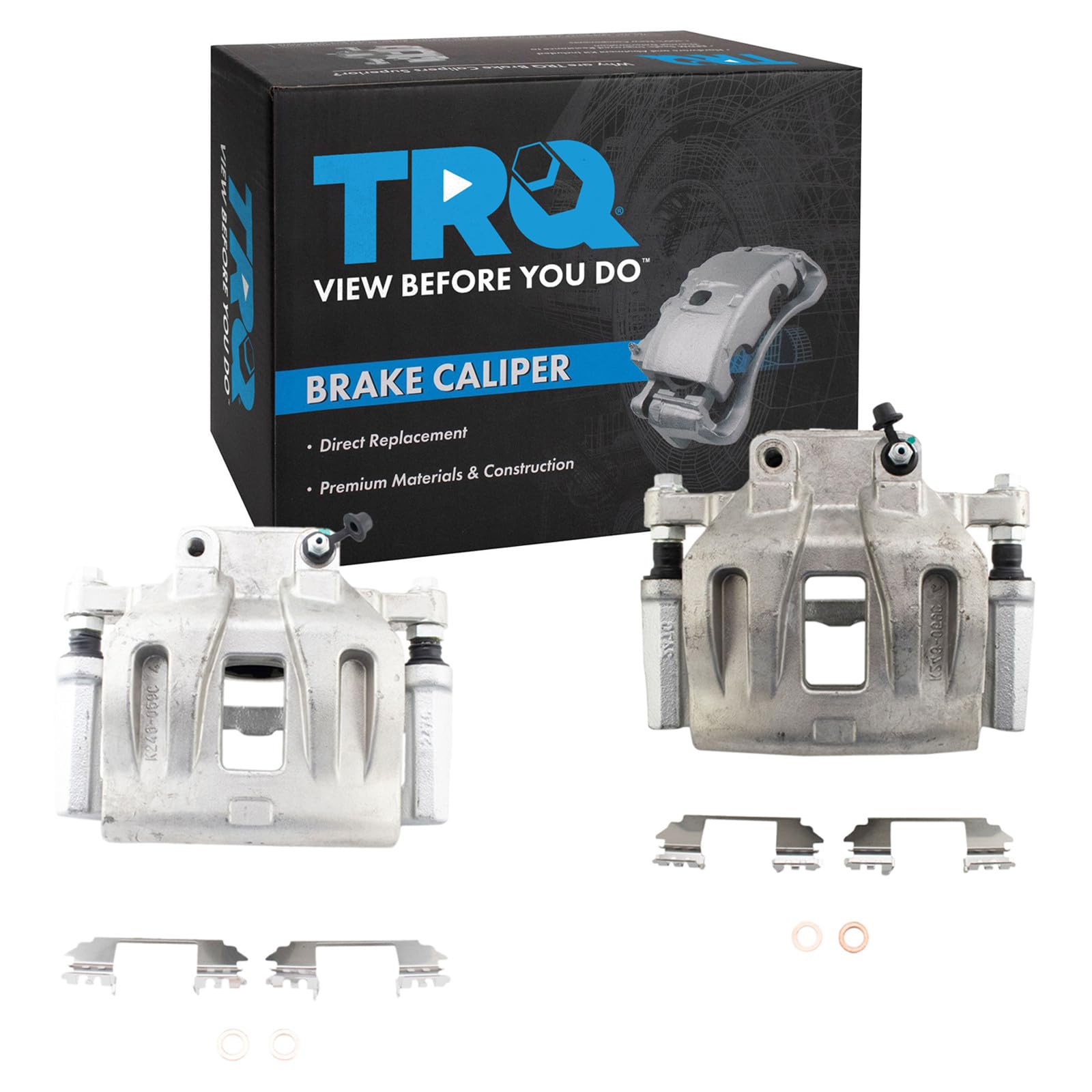 TRQ Front Driver and Passenger Side Brake Caliper Set Caliper Brackets