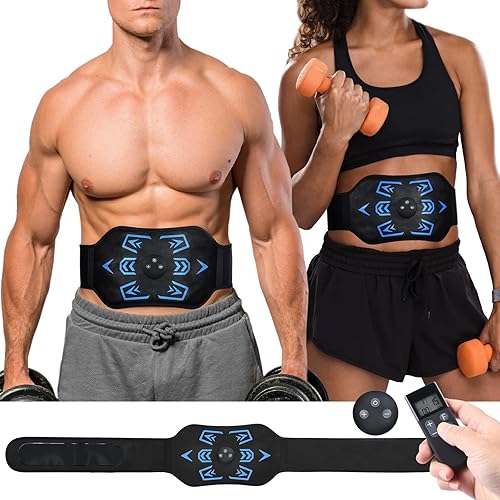 SPORTCDIA Estimulador ABS, máquina abdominal, cinturón de entrenamiento muscular abdominal, estimulador de abdominales portátil recargable por USB