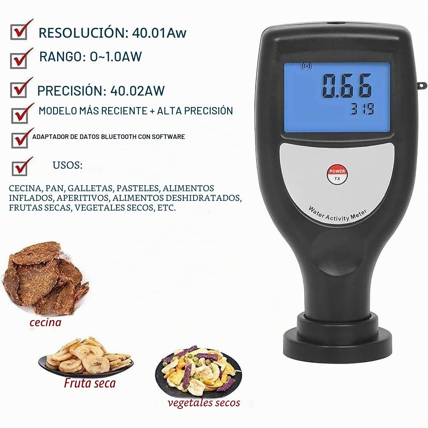 Medidor De Actividad De Agua, Medición De Actividad De Agua De Alimentos, La Precisión Puede Alcanzar ±0.03 Aw, Tiene Funciones De Apagado Automático, Apagado Manual E Indicación De Alarma De Bajo Vol
