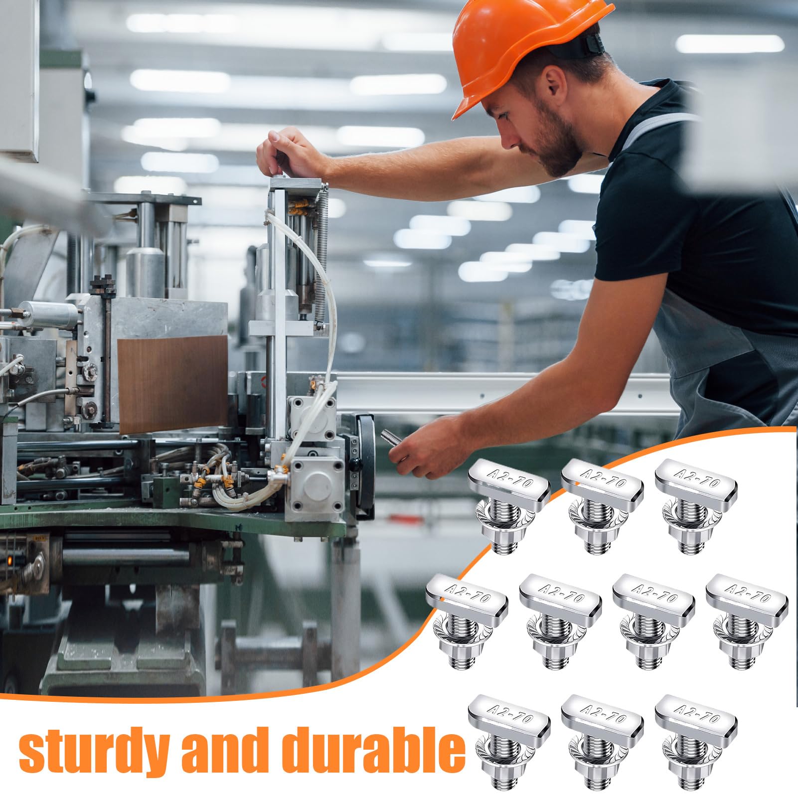 T-Slot Bolts Set, Hammer Head Screw, Sliding Track Hardware, Heavy-Duty Fastener Kit, Automotive Roof Rack Mounting System for Construction Workbench Installation 5.12x3.54x1.18 Inches